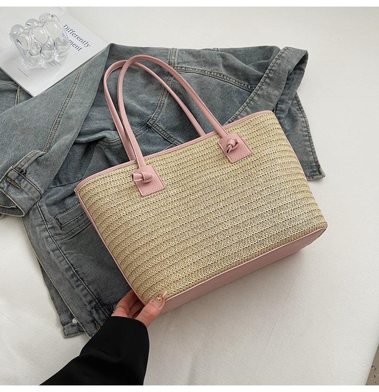 

Mori straw woven tote bag women s bag 2025 new trendy literary holiday bag bohemian large-capacity woven bag розовый