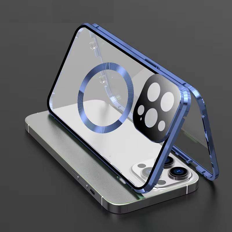 Case for iPhone 13 Pro Max/ 13Pro,with Double Sided Magnetic Tempered Glass cases,Magsafe Wireless Charging Magnetic Adsorption Metal Bumper Cover