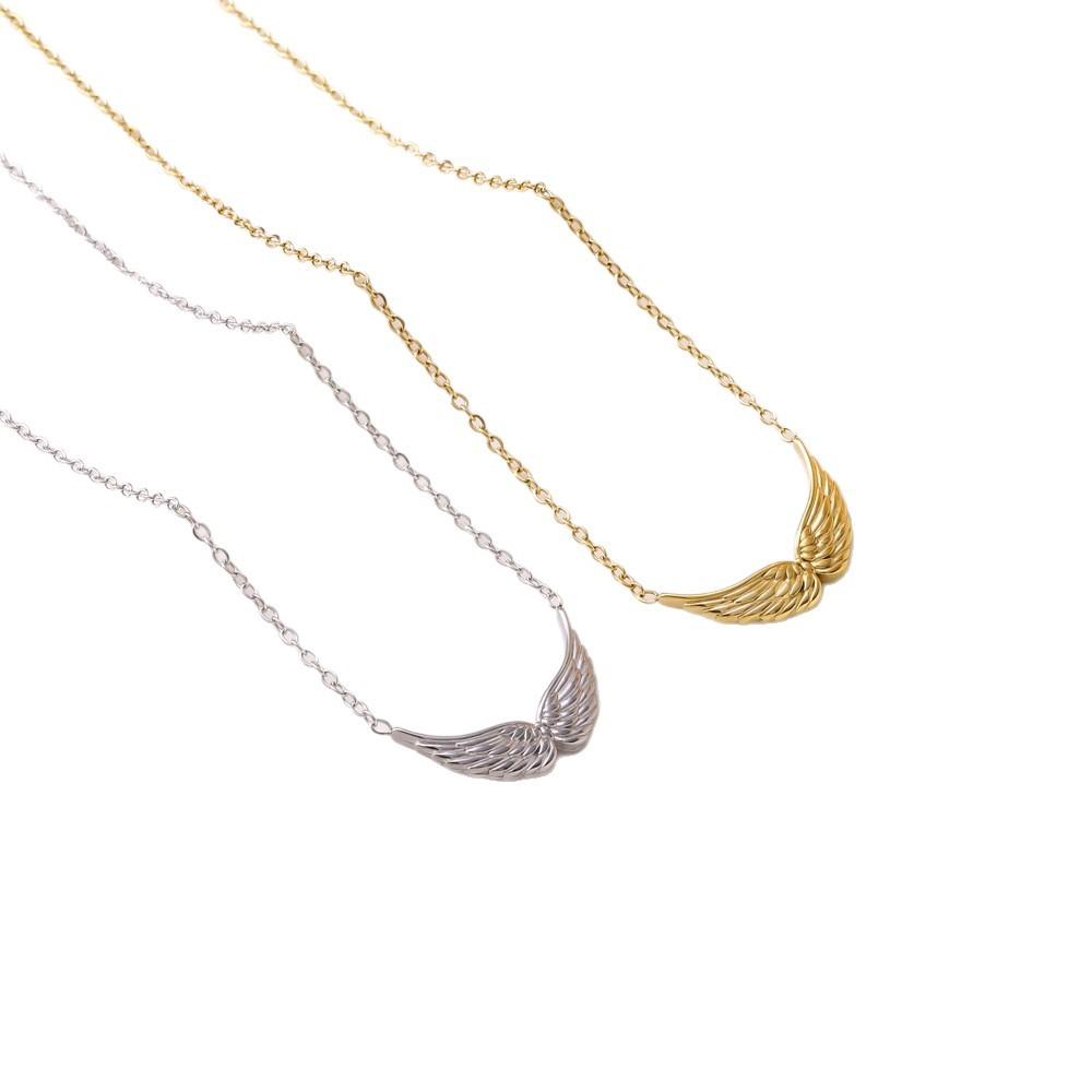 Collana Ciondolo Ali d'Angelo in Oro, Placcata Oro, Delicata Minimalista per Donna, Regali di Compleanno, Regali di San Valentino per Lei
