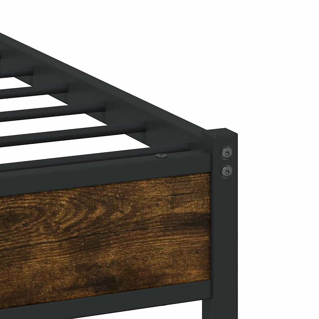 Metal Bed Frame without Mattress Smoked Oak Finish 120x200 cm
