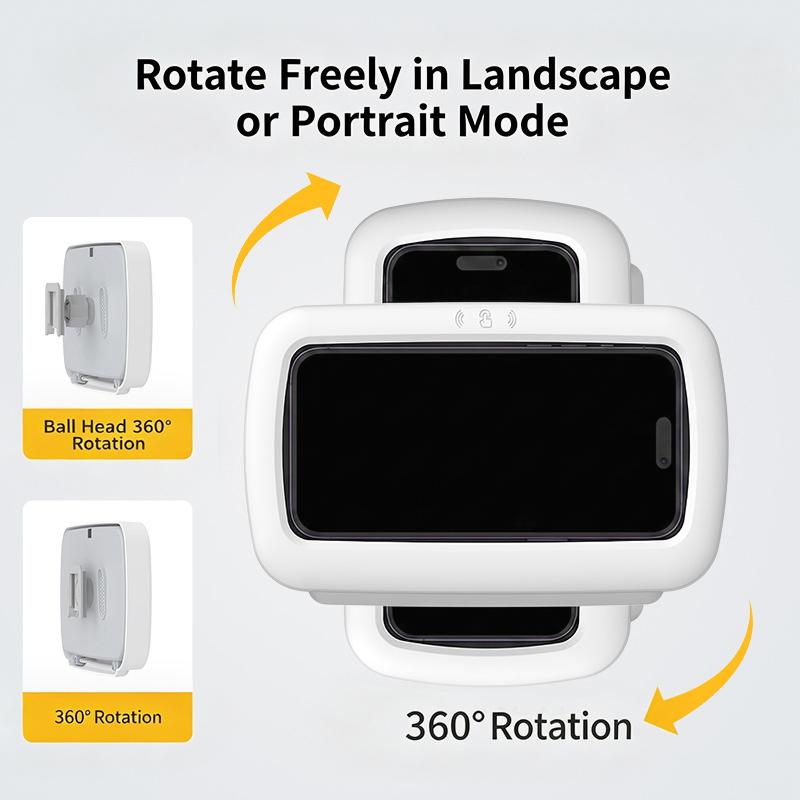 360° Rotatable Wall Mounted Shower Phone Holder Waterproof Touch Friendly Phone Bracket for Bathroom Shower Kitchen Use one size