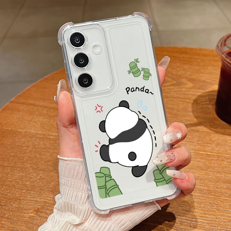 Panda Pattern Case For Samsung Galaxy S25 Edge S25 S24 S23 Ultra S22 Plus S24 FE A56 A36 A16 A15 A55 A54 Clear Soft Phone Cover