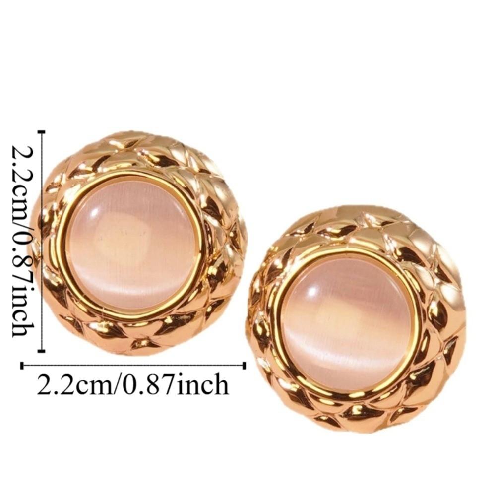 Stainless Steel Flower Earrings Oblate Shape Round Earrings Fashion Opal Earrings  Party