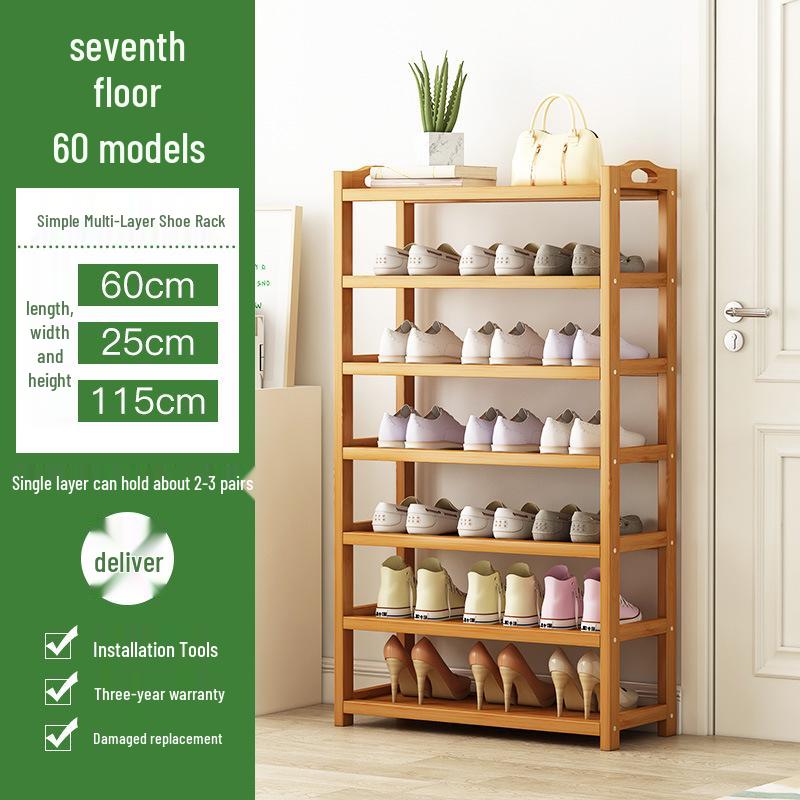 Camphor Bamboo Multi-layer Shoe Rack - Space-saving Floor Storage Cabinet for Dormitory Entrance