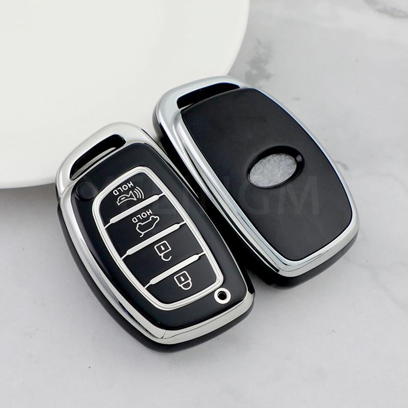 4 Buttons Smart Key Case For Hyundai Creta Ix35 Ix45 I10 I30 I40 Tucson Santa Fe Rena Sonata Elantra TPU Car Cover Accessories
