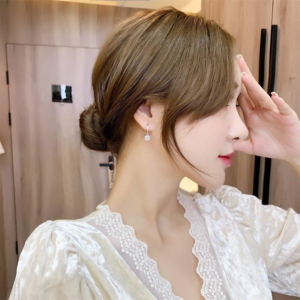 New Women Earring Pendant 925 Silver Four Claw Moissanite Micro -Inlaid Zircon A Pair Piercing Hoops Earrings Jewelry Gift