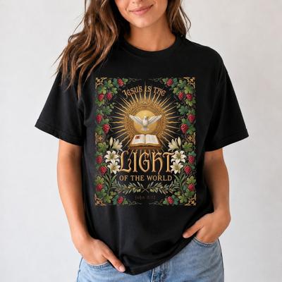 Jesus Is The Light Of The World and Kids Tshirt, John 8:12 Christian Tee, Bible Verse Faith and Kids Tshirt, Religious Gift