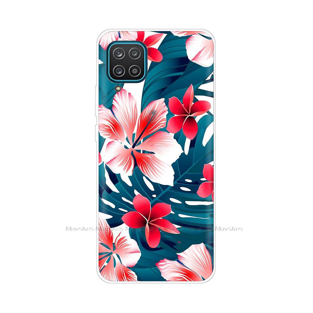 Soft Silicon Cover For Samsung Galaxy A12 Case Cute Flower Cat Bumper For Samsung A12 Phone Case Cover For Samsung A12 A 12 6.5"