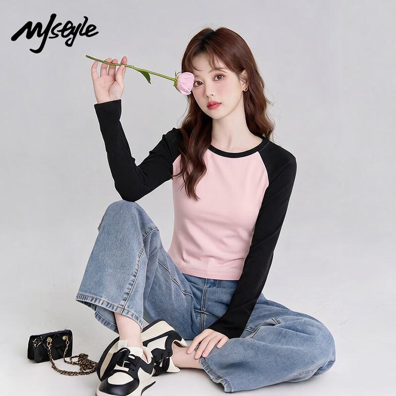 MJ STYLE Women s Slim Fit Long Sleeve Colorblock T-Shirt S