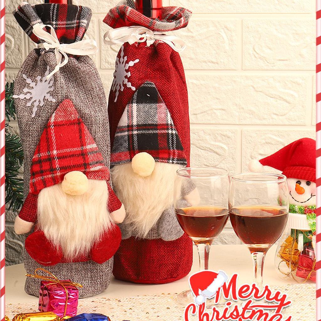 Vánoční obal na láhev vína Santa Claus vzor Držáky na láhev šampaňského Potah na stůl dekorace dárek