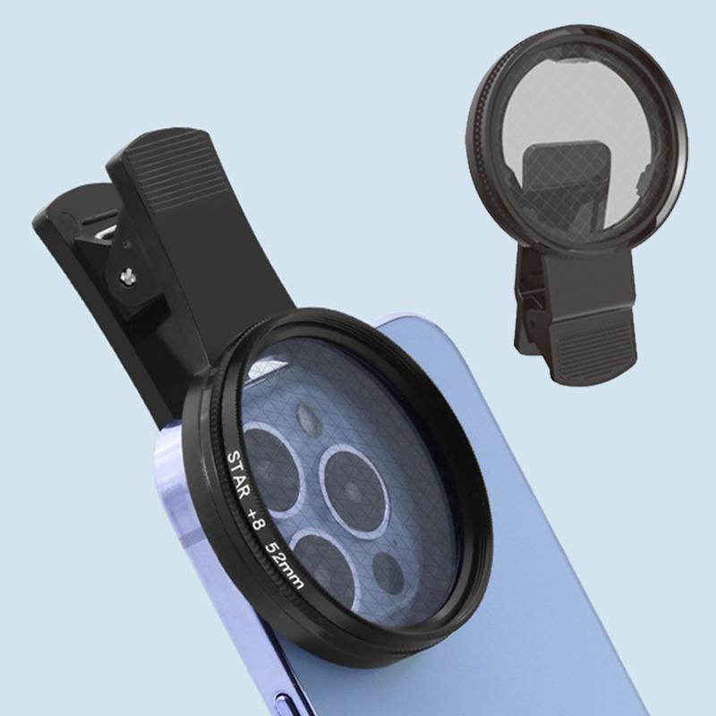 52mm Rotatable Adjustable Phone Star Filter Firelight Lens for Jewelry Accessories Night Photography Sparkling Effect Capture