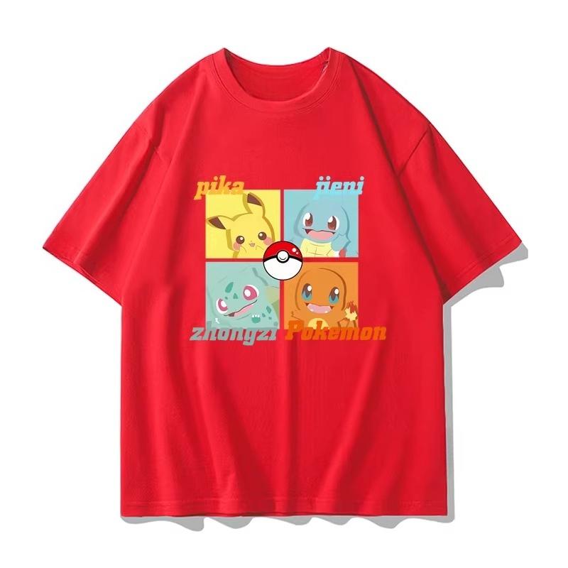 Potdemiel Summer New Pikachu Print Children's T-Shirt Suitable for Boys and Girls