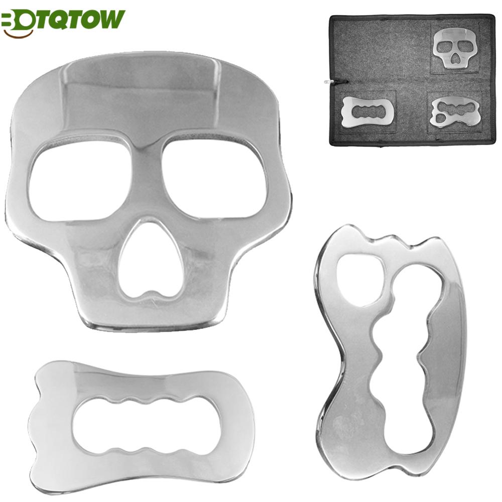 Durable And Safe 3Pcs Professional Stainless Steel Gua Sha Scraping Tools – Iastm Therapy Set For Muscle Recoveryface &Body Massagepain Relief