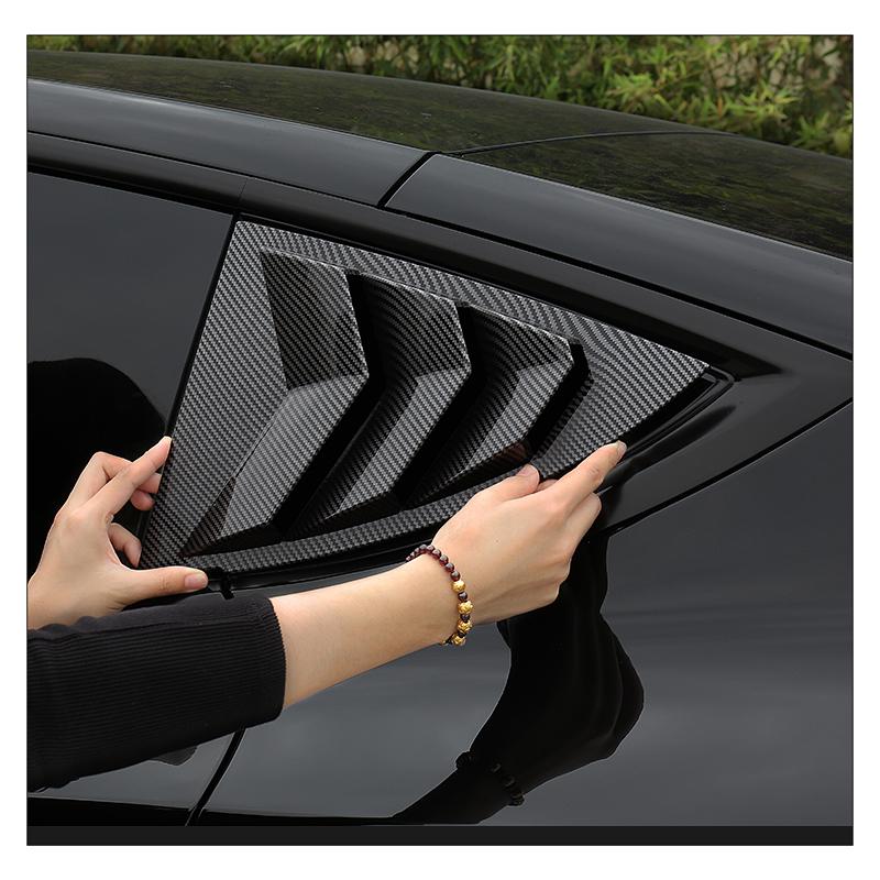 Dla Tesli Model Y ModelY 2021 2022 2023 2024 2025 ABS Węgiel Samochód Rolety Tylnej Szyby Boczne Kratki Wentylacyjne Osłona Dekoracyjna Naklejka