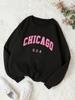 Hanorace casual pentru femei Chicago SUA Imprimeuri cu litere Pulover Moda cu gâtul rotund Hanorac supradimensionat Fleece haine calde de toamnă pentru femei