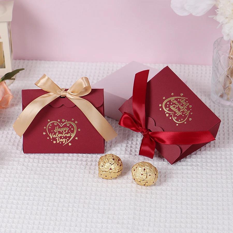 Valentine Treat Box Paper Valentines Candy Boxes Decorative Heart Gilding Boxes For Valentine's Day Party Favors