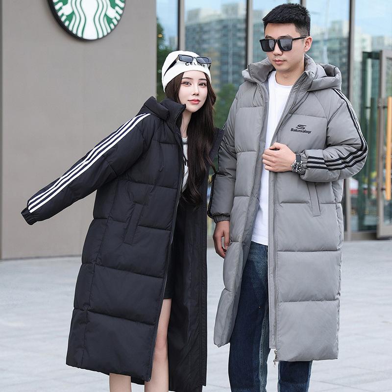 New 2025 new winter down cotton jacket women's long over the knee student couple cotton jacket cargo coat