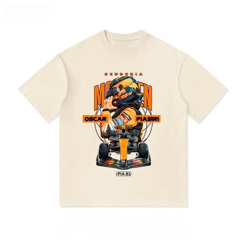 Im Sommer 2025 Neue Oscar Piastri F1 Team T-Shirts aus reiner Baumwolle mit kurzen Ärmeln und bedruckte Herren Street T-Shirts