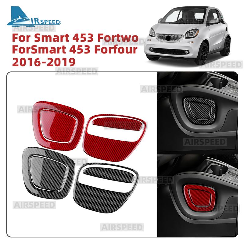 Real Soft Carbon Fiber Stickers For Mercedes Benz Smart 453 Fortwo/Forfour 2016 2017 2018 Sides Car Gear Shift Panel Frame