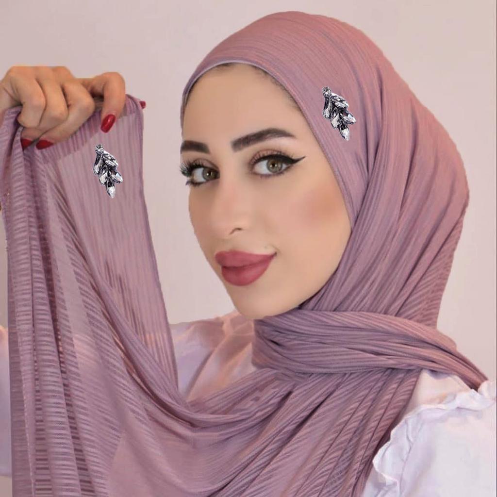 New Diamonds Ribbed Jersey Hijab Crepe Rhinestone Scarf Muslim Plain Soft Shawls Islamic Wraps Headband for Women