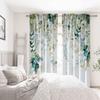 Watercolor Eucalyptus Leaves Window Curta Green Gold Floral Print Elegant Decor For Bedroom Living Room