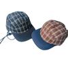 New plaid color matching cap, windproof rope, thin quick-drying and breathable men's and women's flat edge baseball hat, sunshade and sun protection