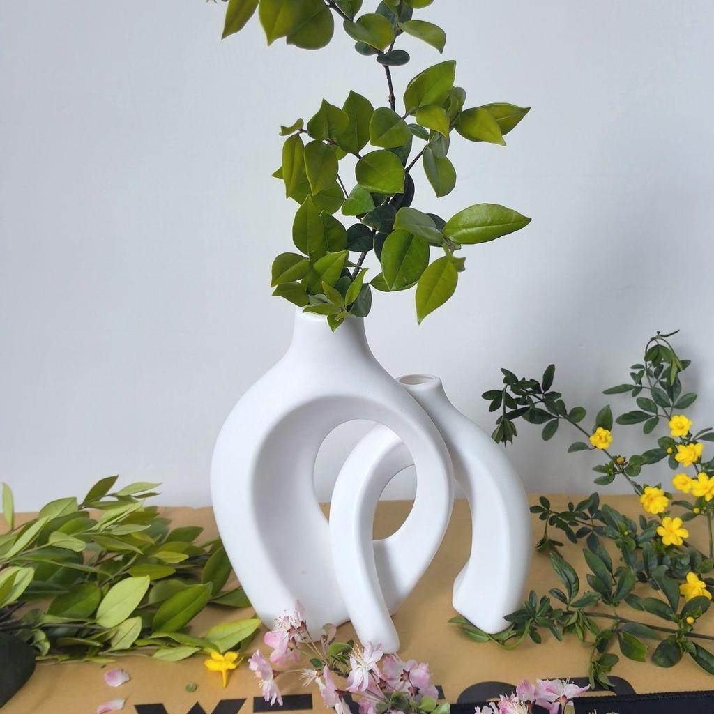 Nordic-Style Decorative Hydroponic Vase - Imitation Ceramic for Office or Living Room Decor