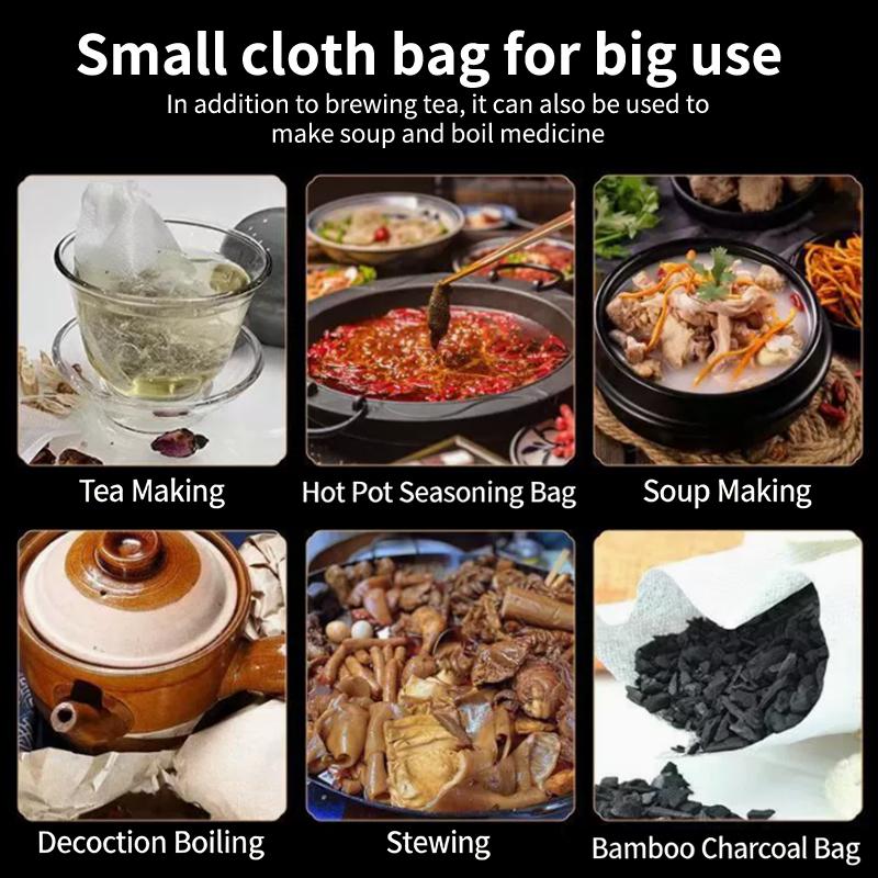 100Pcs Disposable Tea Bag Pouch Empty Non-Woven Fabric Drawstring Bag For Tea Infuser Spice Loose Coffee Seal Filter Mesh Bag