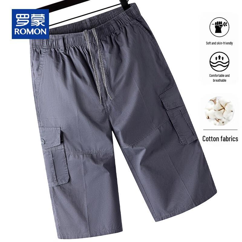 ROMON Men s Summer Breathable Cotton Cargo Capri Pants XL