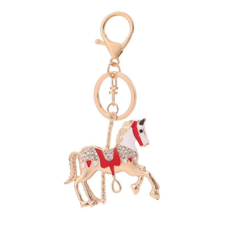 Rhinestone Horse Keychain Stylish Animal Pendant Decorative Key Ring For Women Bag Charm Hanging Lucky Gift