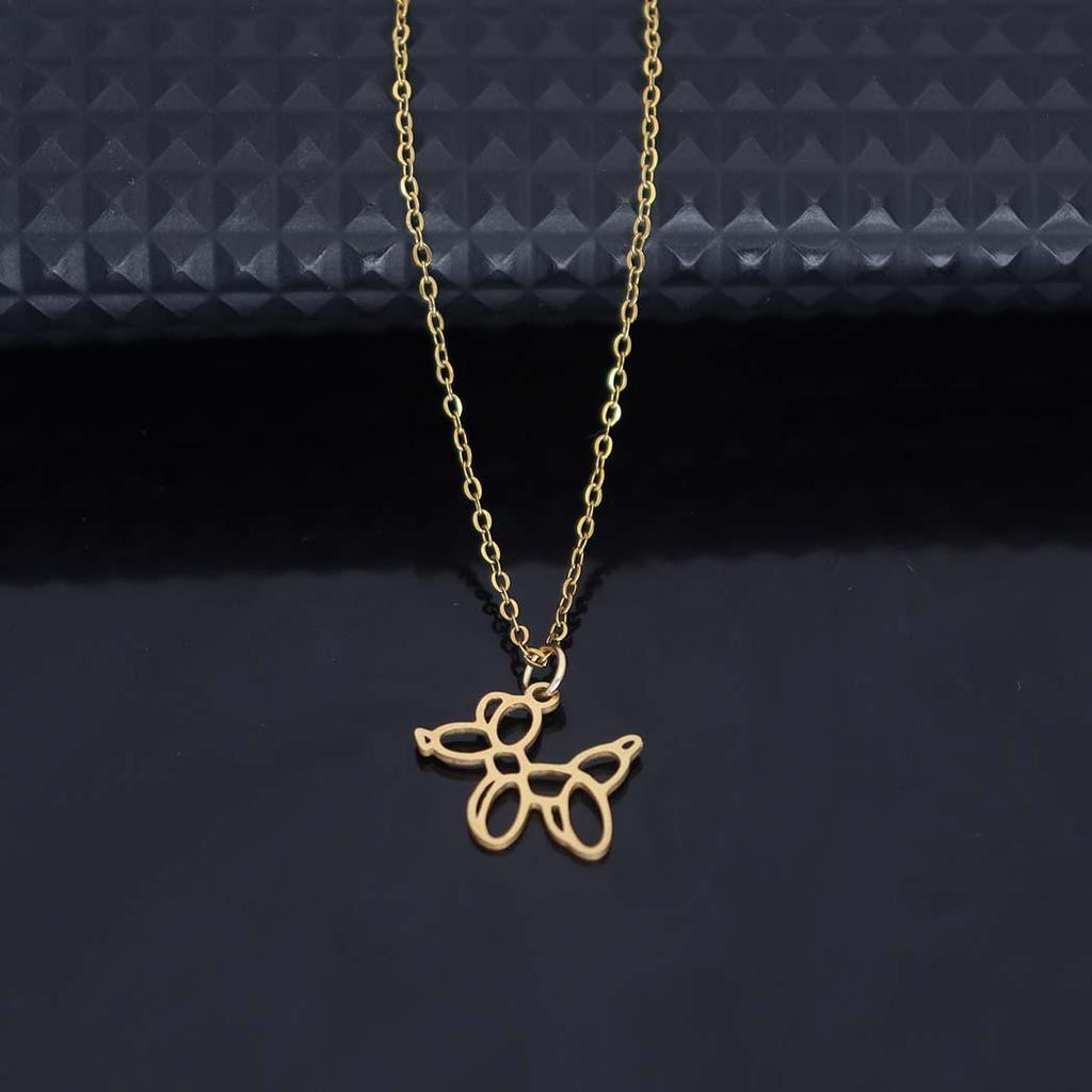 Trendy Stainless Steel Cartoon Dog Pendant Necklace for Women - Animal Pendant Clavicle Chain