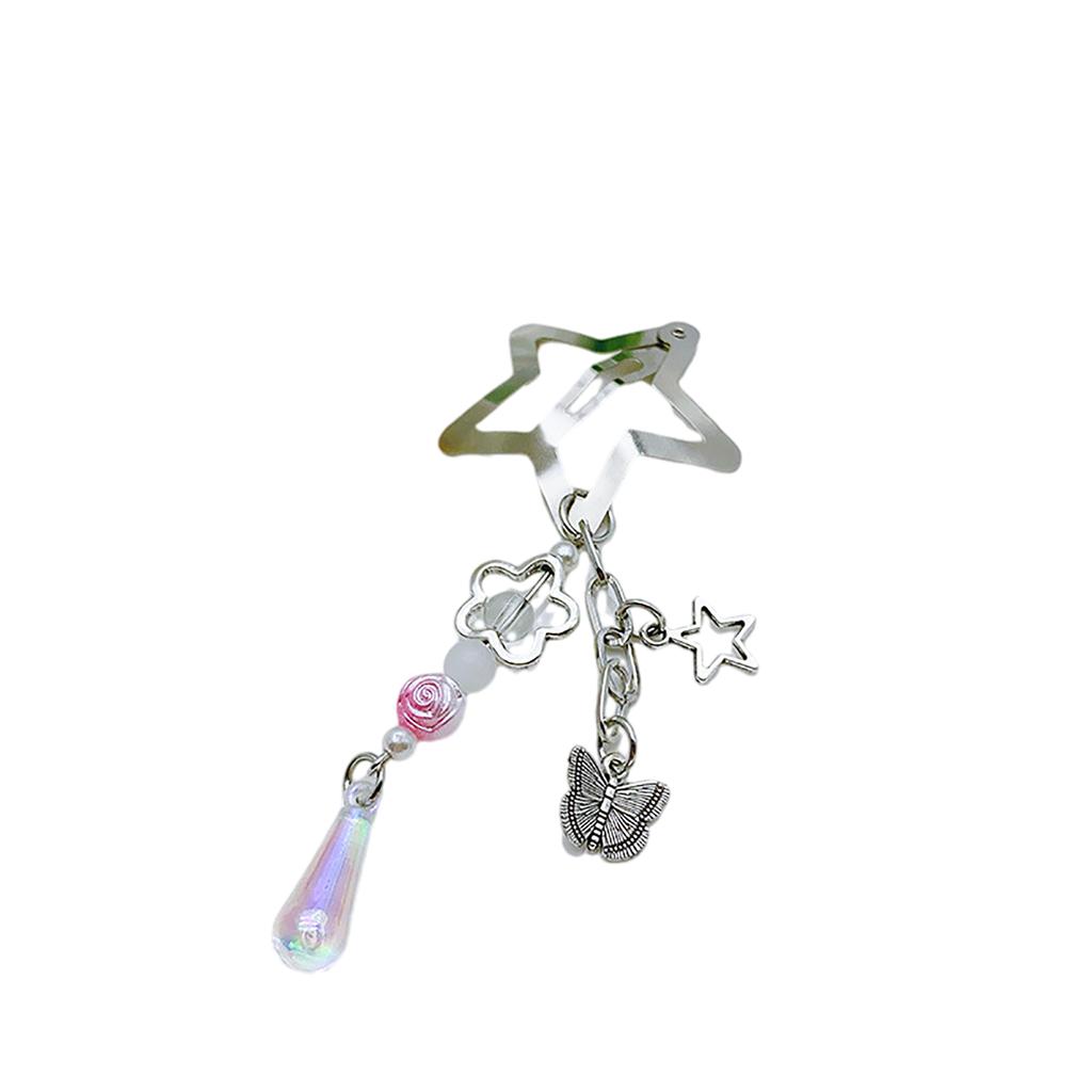 Fringed Butterfly Hair Clip for Girl Y2K Alloy Star Hairclip BobbyPin Duckbill Clip Hair Barrettes for Women Side Bangs