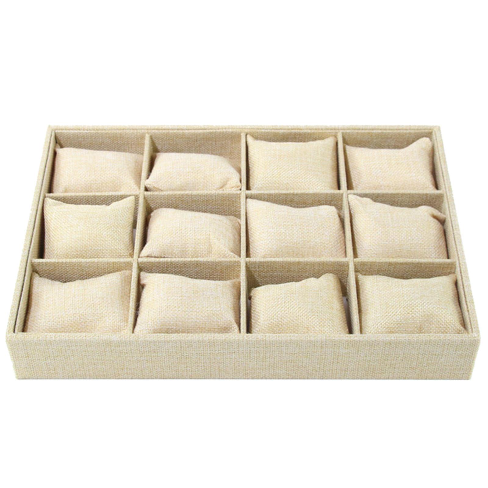 

Подставка для часов с 12 отделениями, стильная подставка для часов с регулируемой подушкой из бархата, органайзер для наручных часов серый