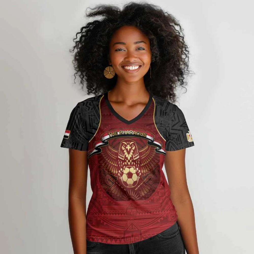 Women s Egyptian Themed Football T-Shirt 3D Print V Neck Short Sleeve Sport Tops Casual Egyptian Culture Inspired Athletic Tee 4XL