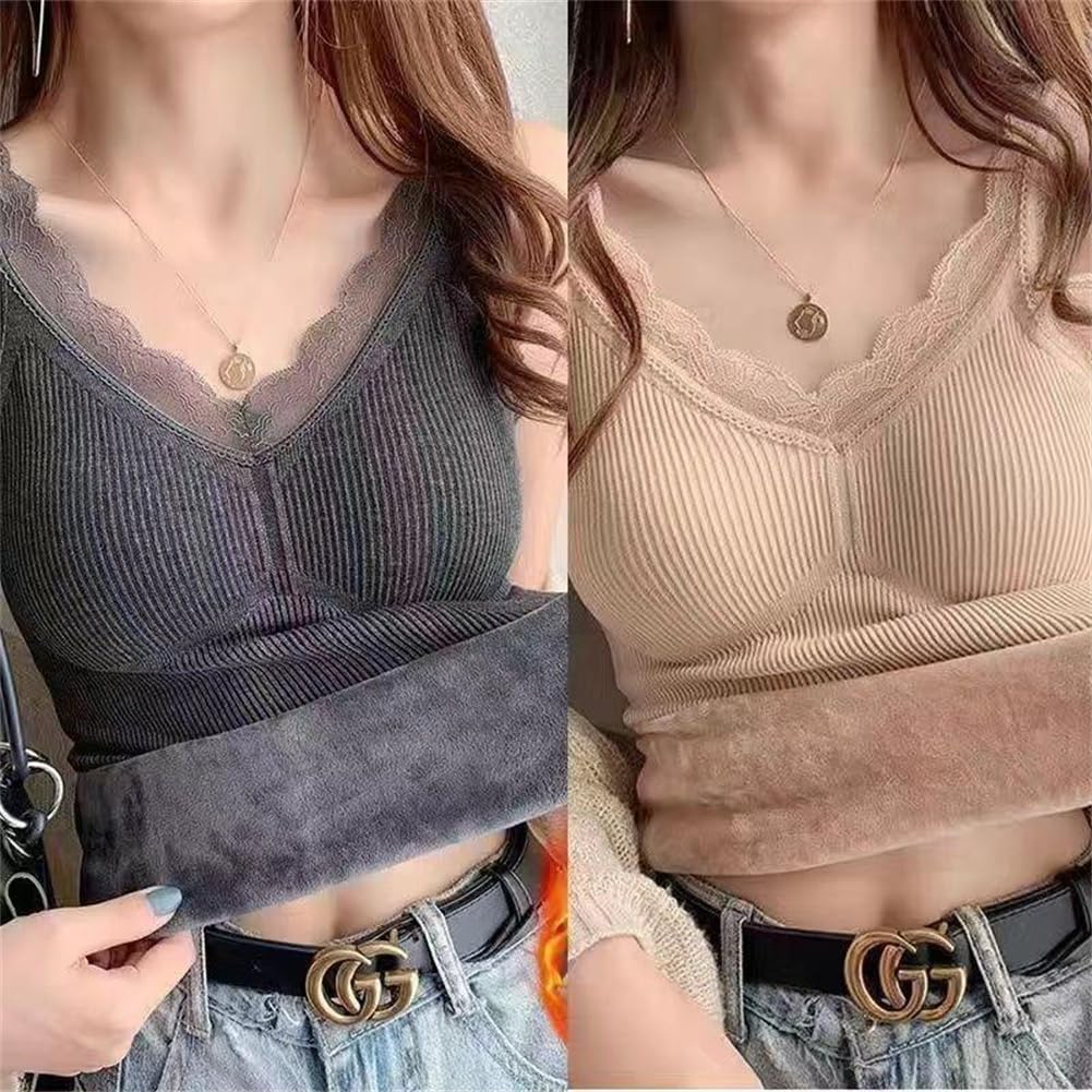 KEWJYUE and Cold Simple Detachable and Stylish for Winter Layering Fleece-Lined Camisole, Warm, Cute, Comfortable, Protection, Fashionable, Stretchy,