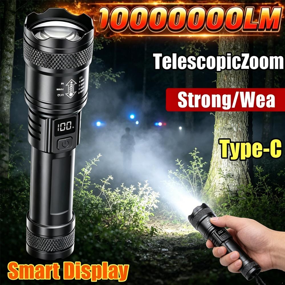 Powerful Tactical Torch High Power LED Flashlight USB Rechargeable Strong Light Lantern Super Long Range Lamp Outdoor Fishing