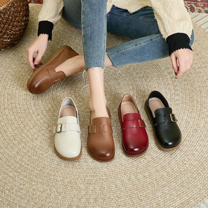 The first layer of cowhide thick bottom women's autumn outer wear fashion bag head women one pedal