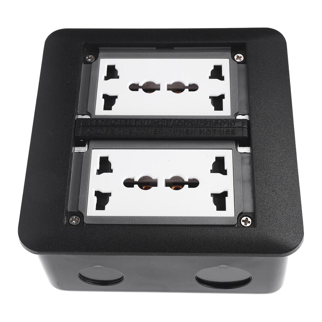 A Used Floor Outlet, 4000W 3 Prong X 4 Multifunctional Black Concealed Floor Socket Double Door for Kitchen Living Room