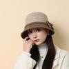 Autumn and Winter New Bow Bucket Hat Women's Woolen Basin Hat Mother Outdoor Warm Hat