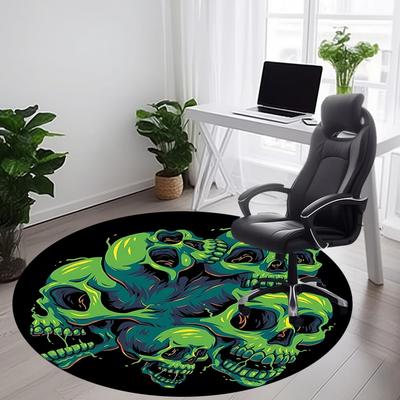 1pc Skull Heads Office Round Area Rug, Indoor Mat Suitable For Office, Under Office Chairs Bedroom Living Room Home Decor, Room Deco