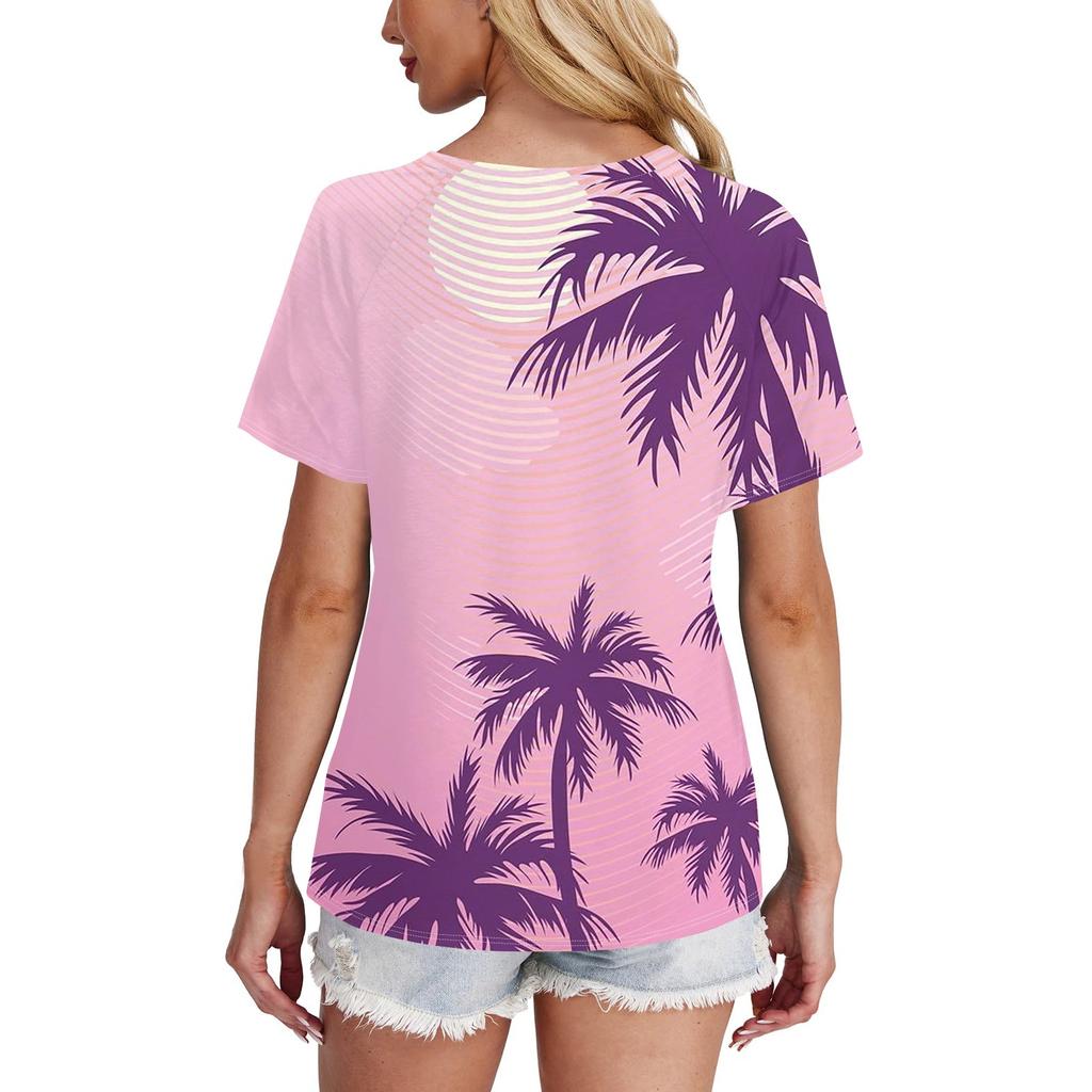 Women's Short Sleeve T Shirts Round Neck Cute Tunic Tops Basic Tees Blouses Loose Fit Pullover