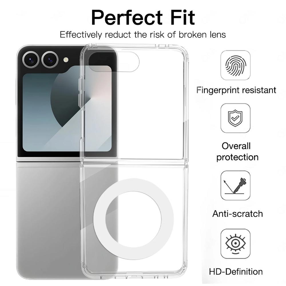 High HD Clear Anti-scratch Magnetic Charge Phone Case For Samsung Galaxy Z Flip 7 FE 6 5 4 3 PC Slim Drop-Proof Protection Cover