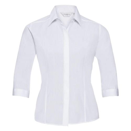 

Russell Collection Ladies 3/4 Sleeve Poly-Cotton Easy Care Fitted Poplin Shirt 3XL