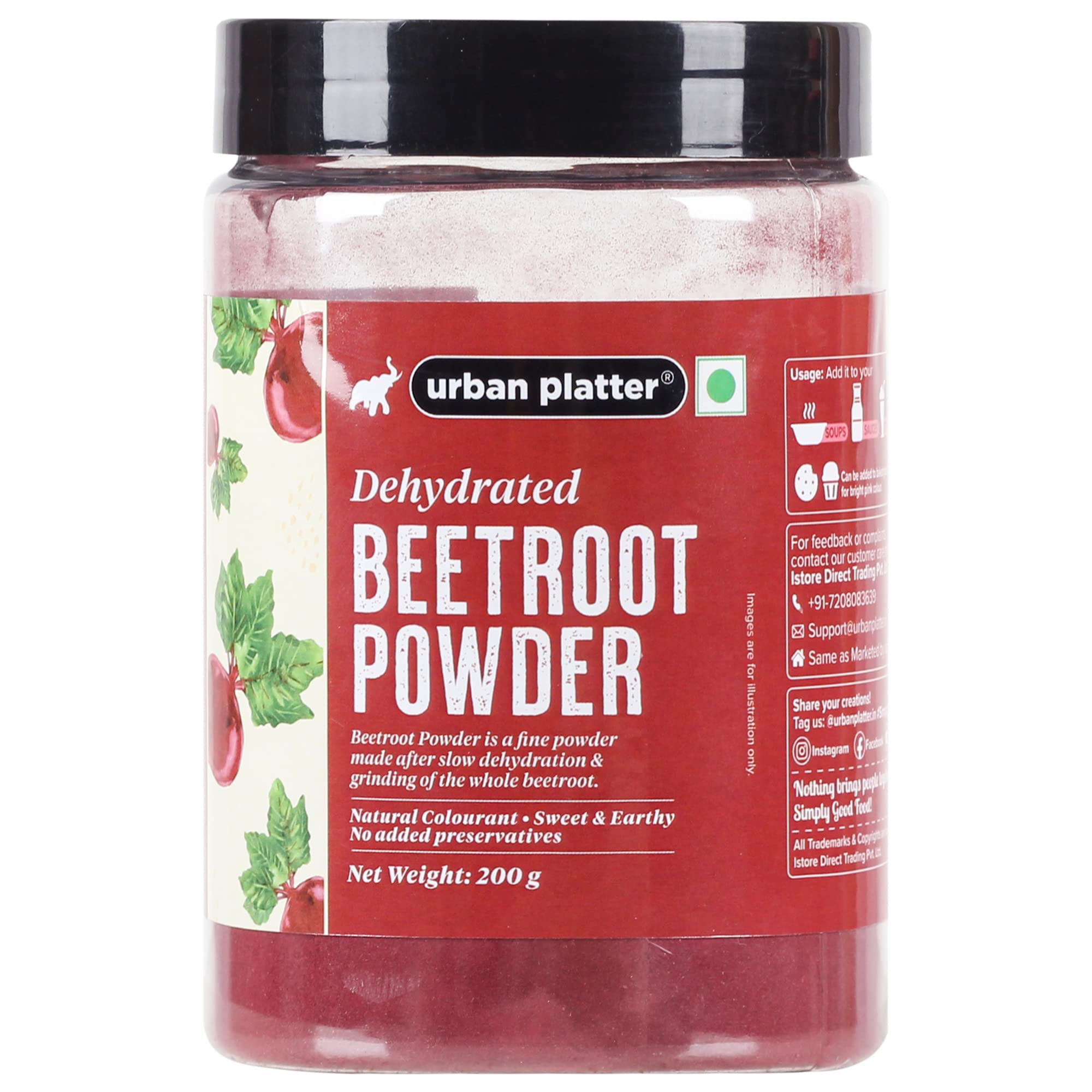 

Urban Platter Dehydrated Beetroot Powder, 200g |Sweet and Earthy | Natural Food Colorant | Additive Free