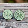 10pcs 17mm Vintage Metal Shank Buttons, Dragonfly Engraving with Green Patina, DIY Jewelry Accessories Flower Button Clothing Accessories