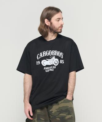 CARGOBROS Cb 1985 Motorcycle Graphic Short Sleeve T-Shirt (Black)