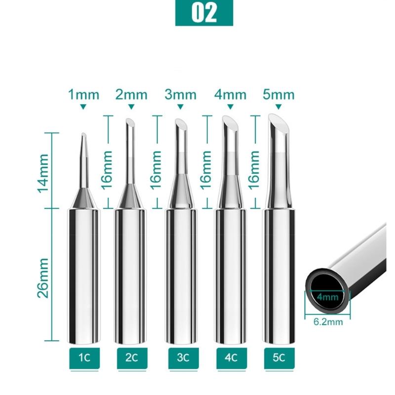 Soldering Bits Alloy Plating Tip Set Suitable for 936 Welding Iron Head Tip