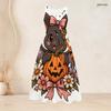 Women Plus Size White Round Neck Sleeveless Halloween Panda Ghost Printed Tie Waist A Line Dress