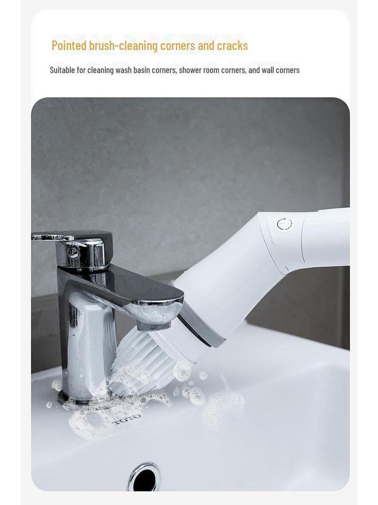 New Telescopic Electric Cleaning Brush: Long-Handle, No-Bend, Rotating Mop for Easy Cross-Border Cleaning