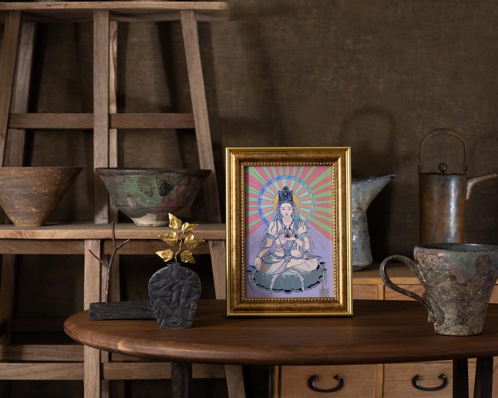 Kokuzo Bódhisattva v roce buvola a tygr Mami Natsue hodně štěstí strážce Hlavní obrazový umělecký rám na Mount Born v roce buvola